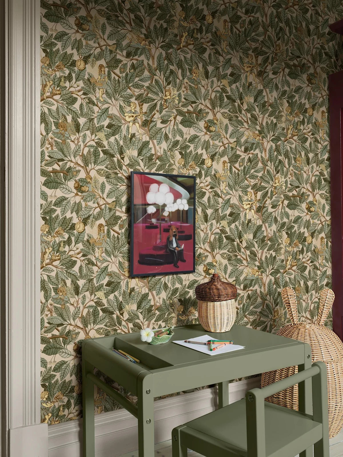 Children's wallpaper with a fairy tale fairy motif FAIRIES green