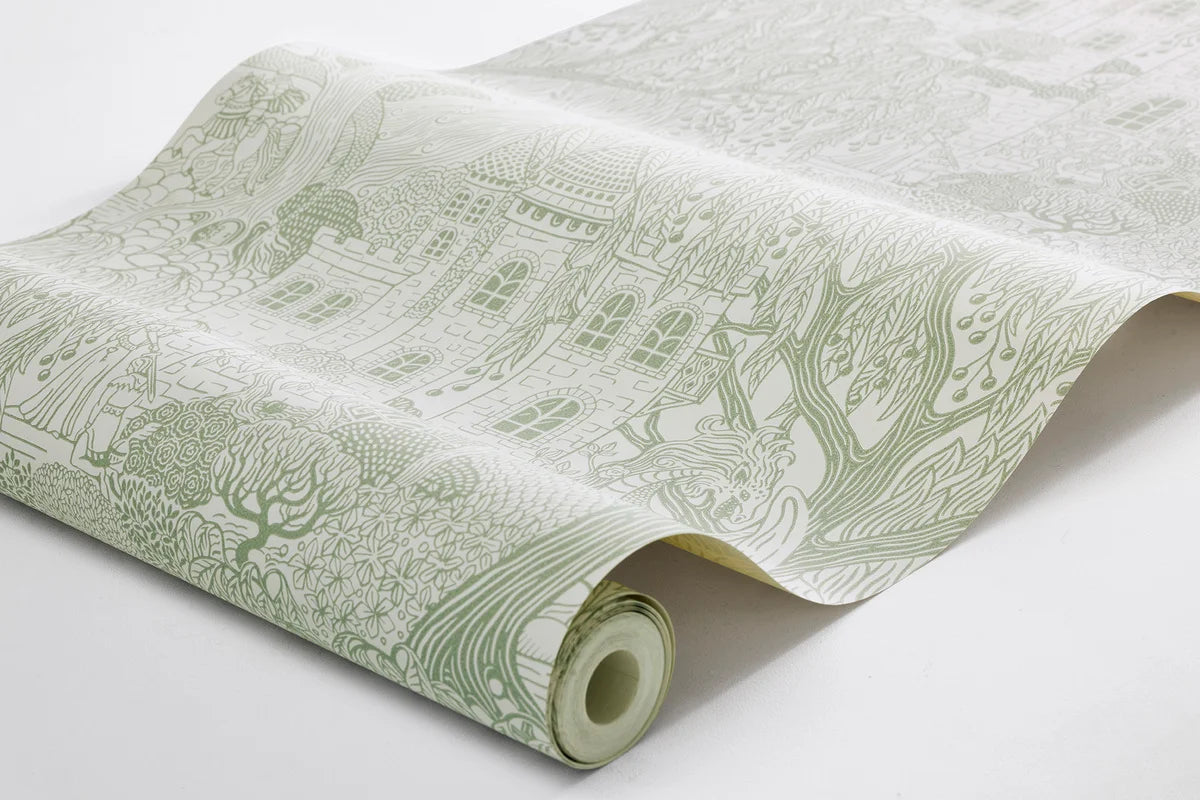 Tapeta dziecięca z motywem baśni KINGDOM OF THE WILLOW zielony