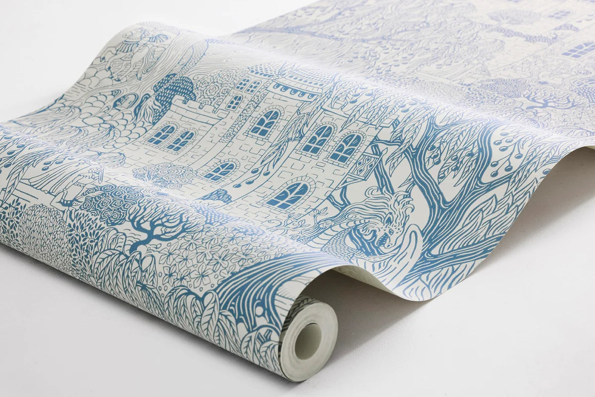 Tapeta dziecięca z motywem baśni KINGDOM OF THE WILLOW niebieski