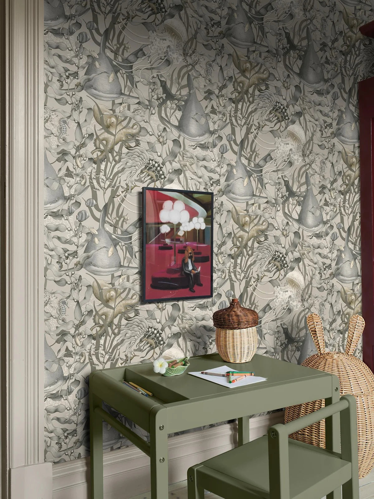 Tapeta dziecięca z motywem morskich zwierząt UNDERWATER MAGIC beżowy