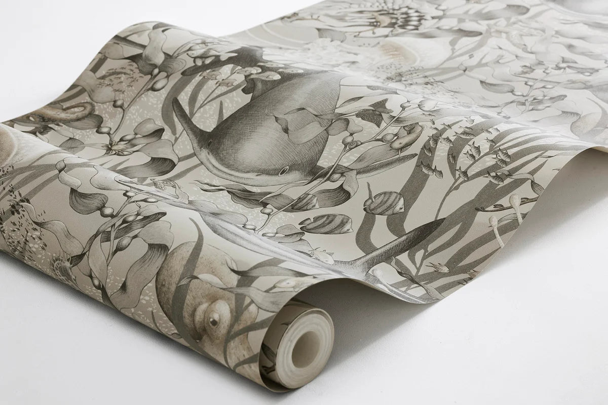 Tapeta dziecięca z motywem morskich zwierząt UNDERWATER MAGIC beżowy