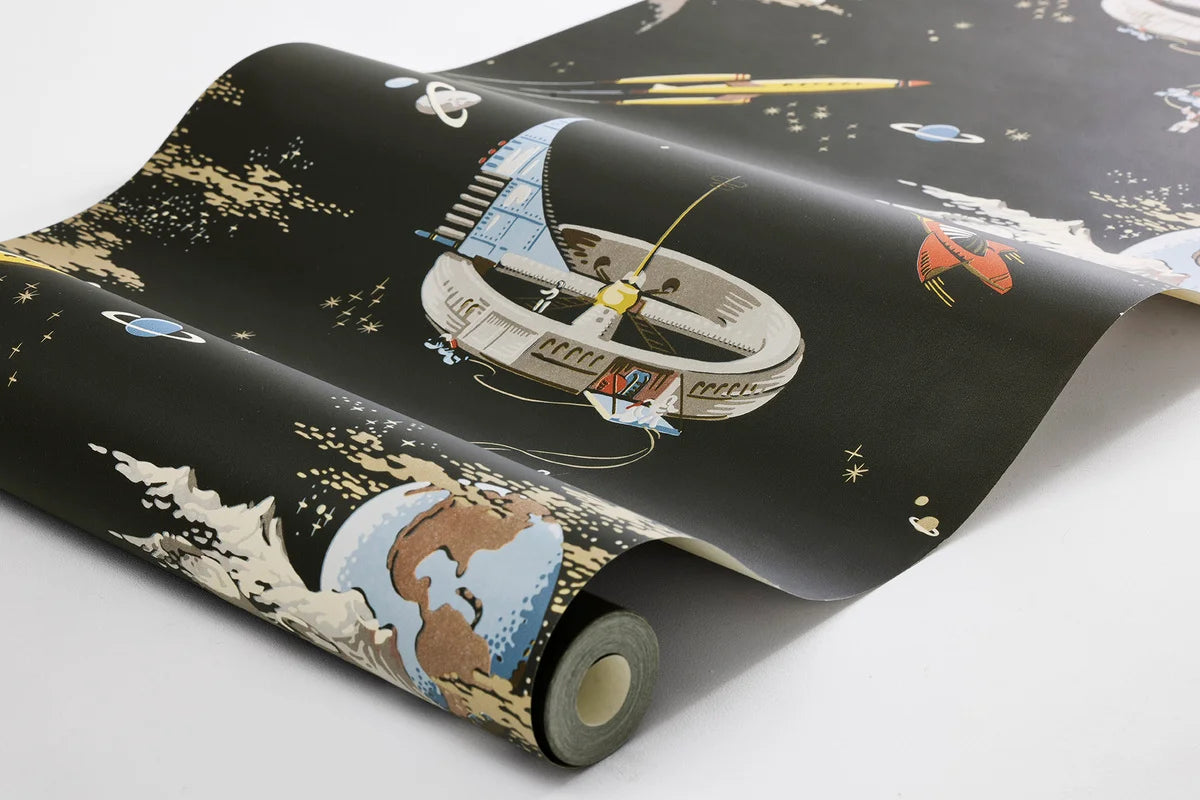 Tapeta dziecięca z motywem kosmosu SPACE ADVENTURE czarny