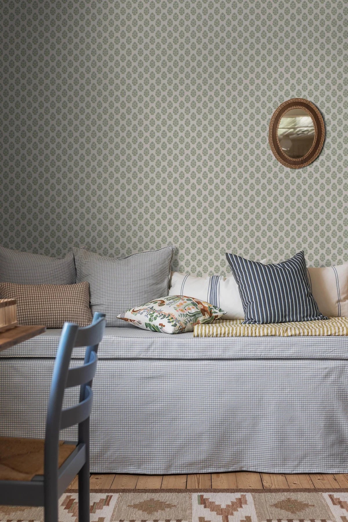 Tapete mit floralem Muster SIBYLLA cremefarben mit Blau