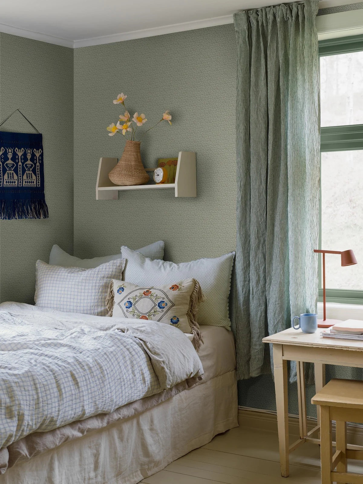 Tapete mit Pflanzenmotiv IDA grün mit weißem [Klaudia]