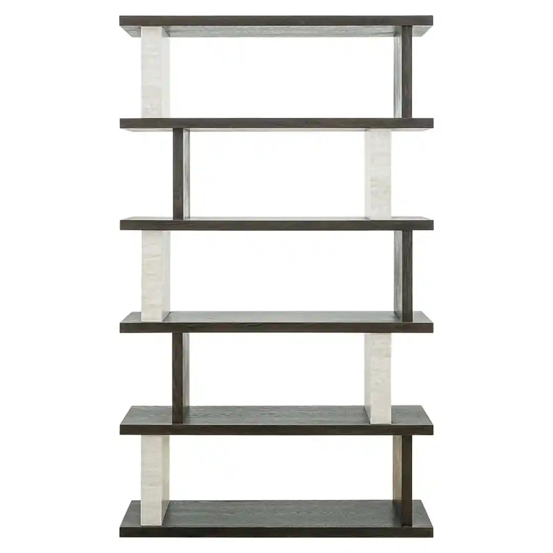 WALDORF shelf dark brown wood and stone