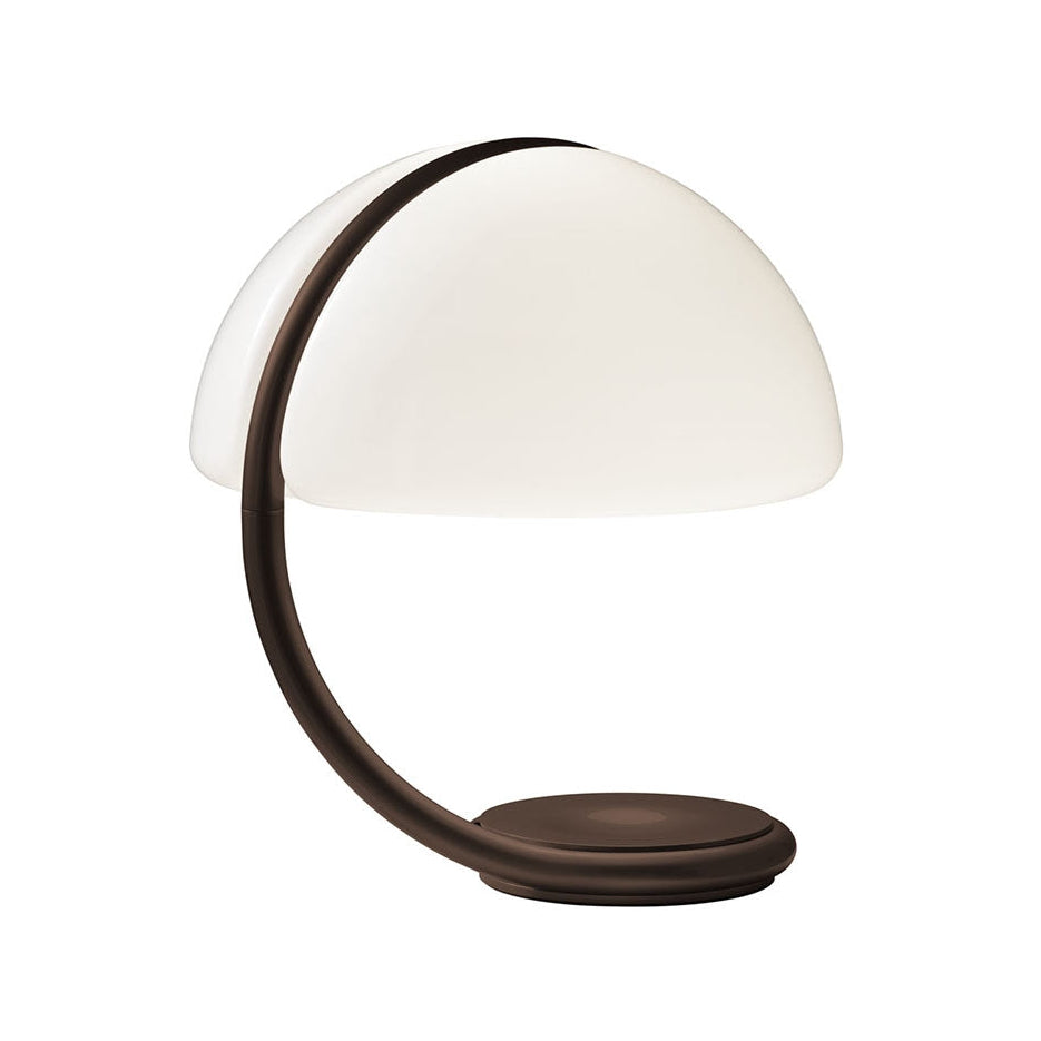 Lampa stołowa SERPENTE opalowy klosz z brązową podstawą