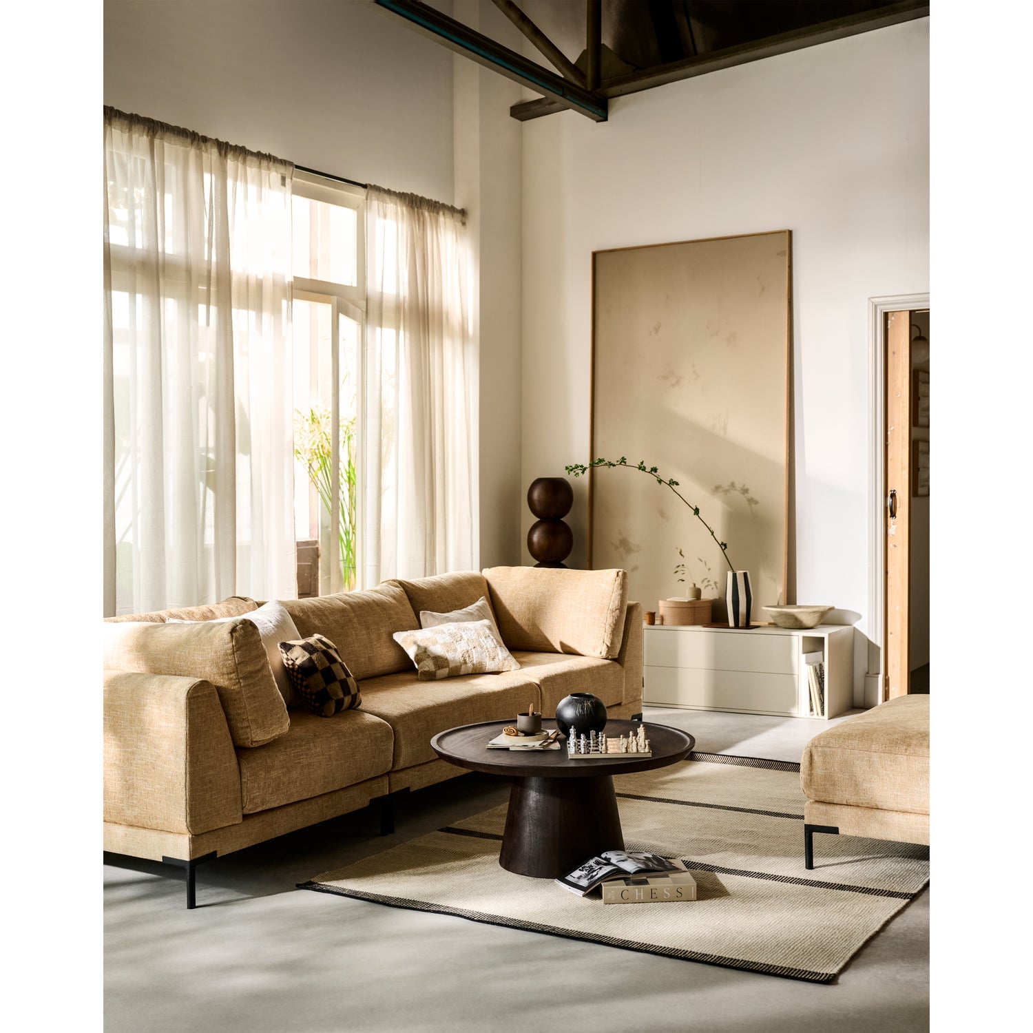 Sofa COUPLE - Eckmodul in butterfarbener Melange