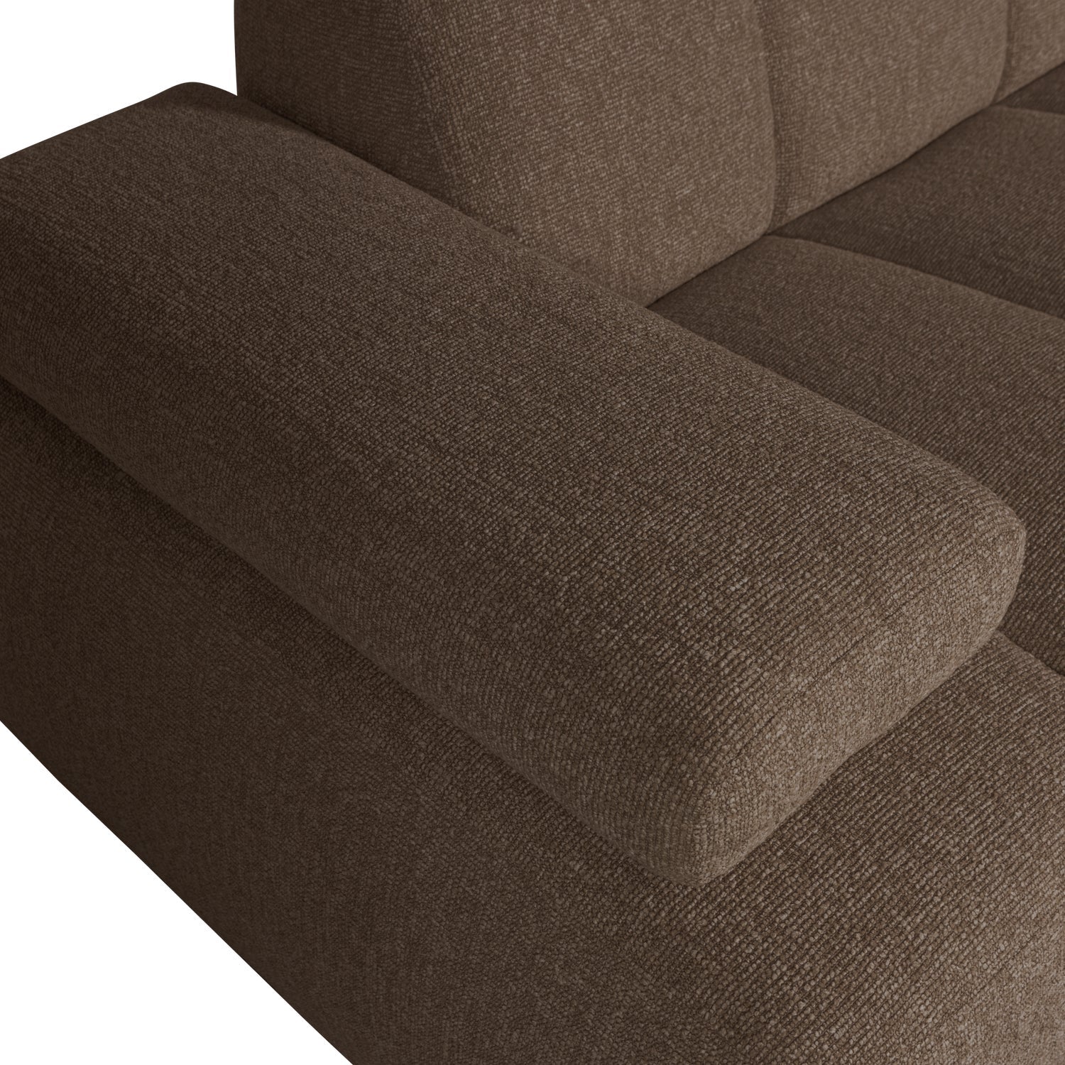 Sofa modułowa MOJO - element 1,5-osobowy lewostronny ciemnobrązowy bouclé