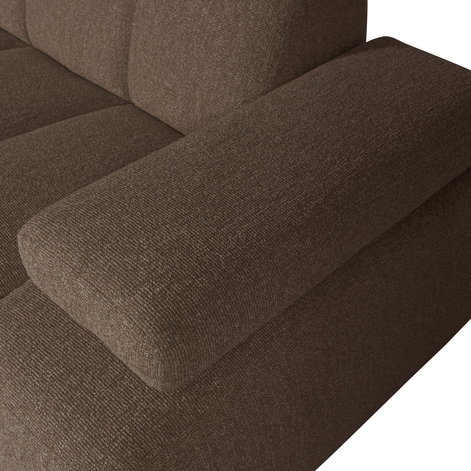 Sofa modułowa MOJO - element 1,5-osobowy prawostronny ciemnobrązowy bouclé