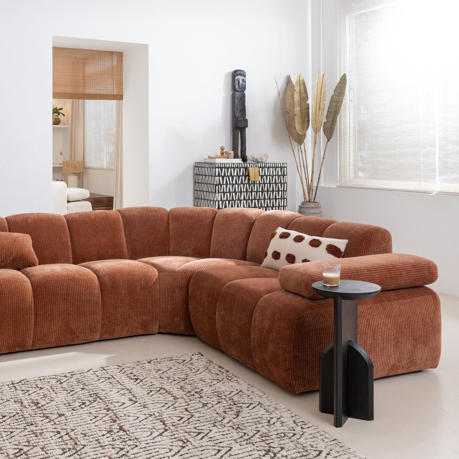Right-facing modular sofa for 6 people MOJO honey lamb