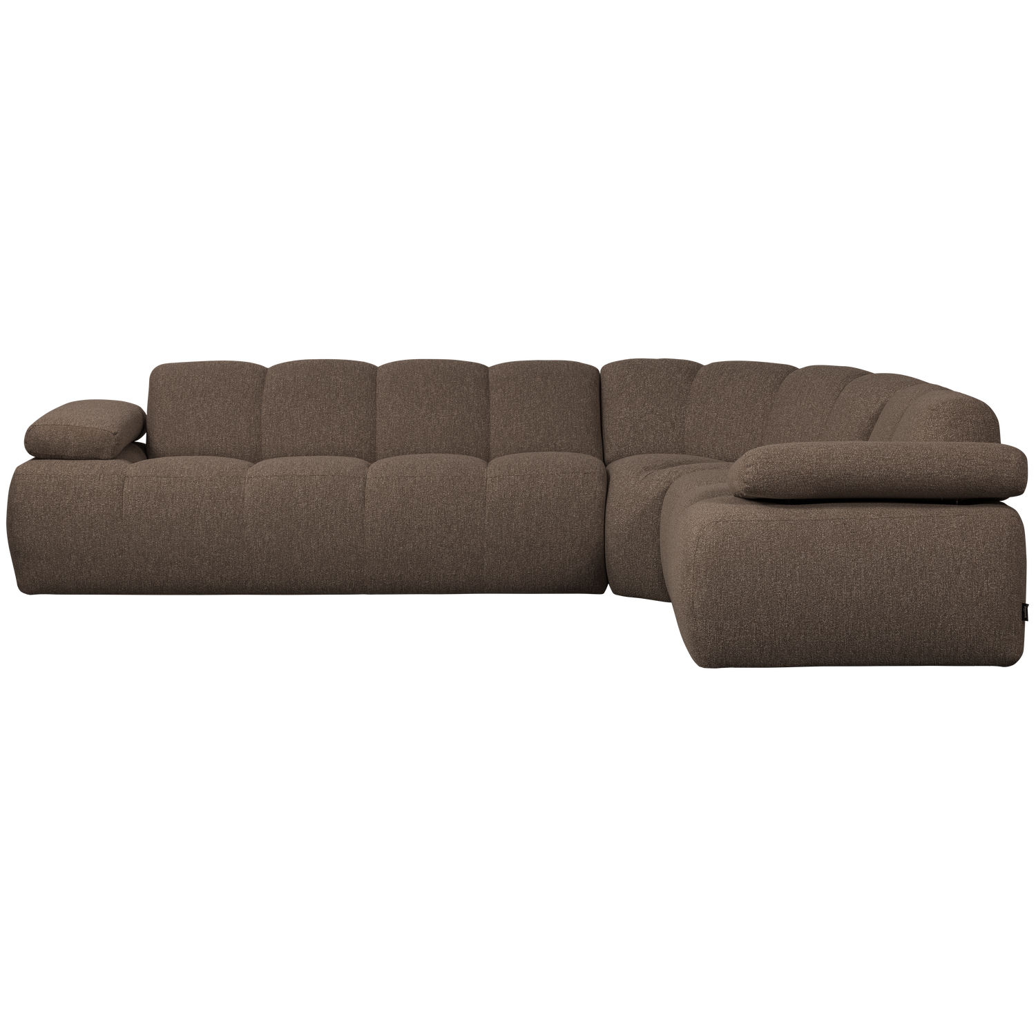 Right-facing modular sofa for 6 people MOJO brown mélange boucle