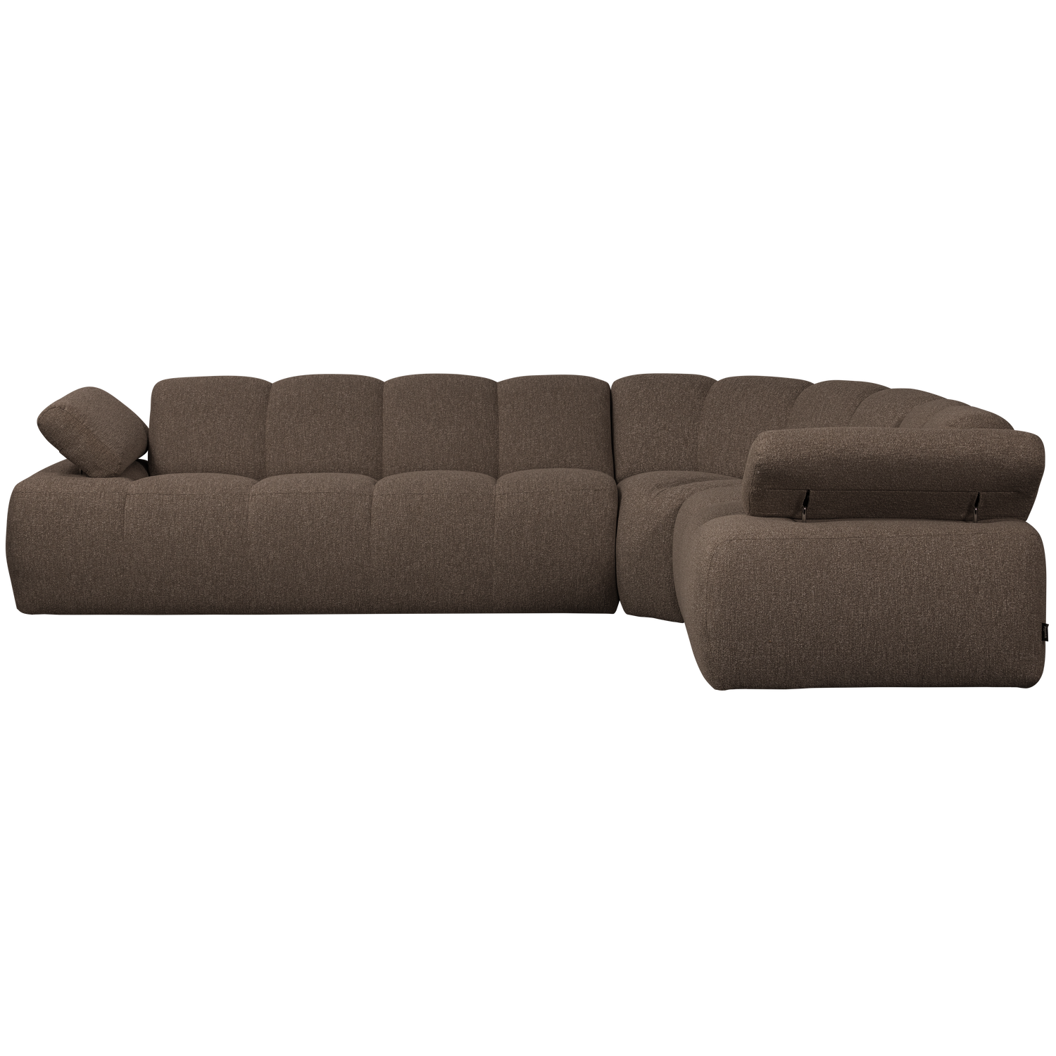 Right-facing modular sofa for 6 people MOJO brown mélange boucle