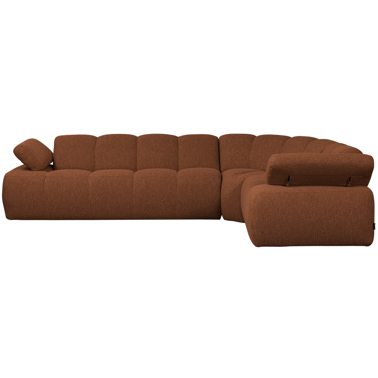 Right-facing modular sofa for 6 people MOJO rust brown mélange boucle