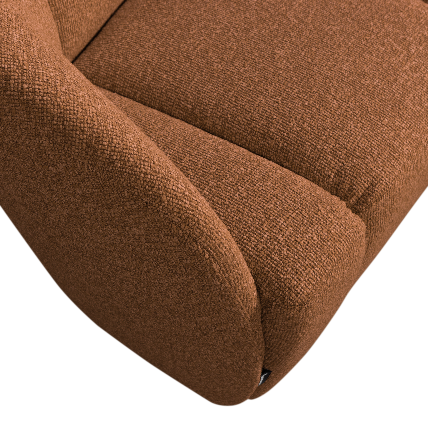 Left-facing 2-seater Sofa MOJO rust brown mélange boucle