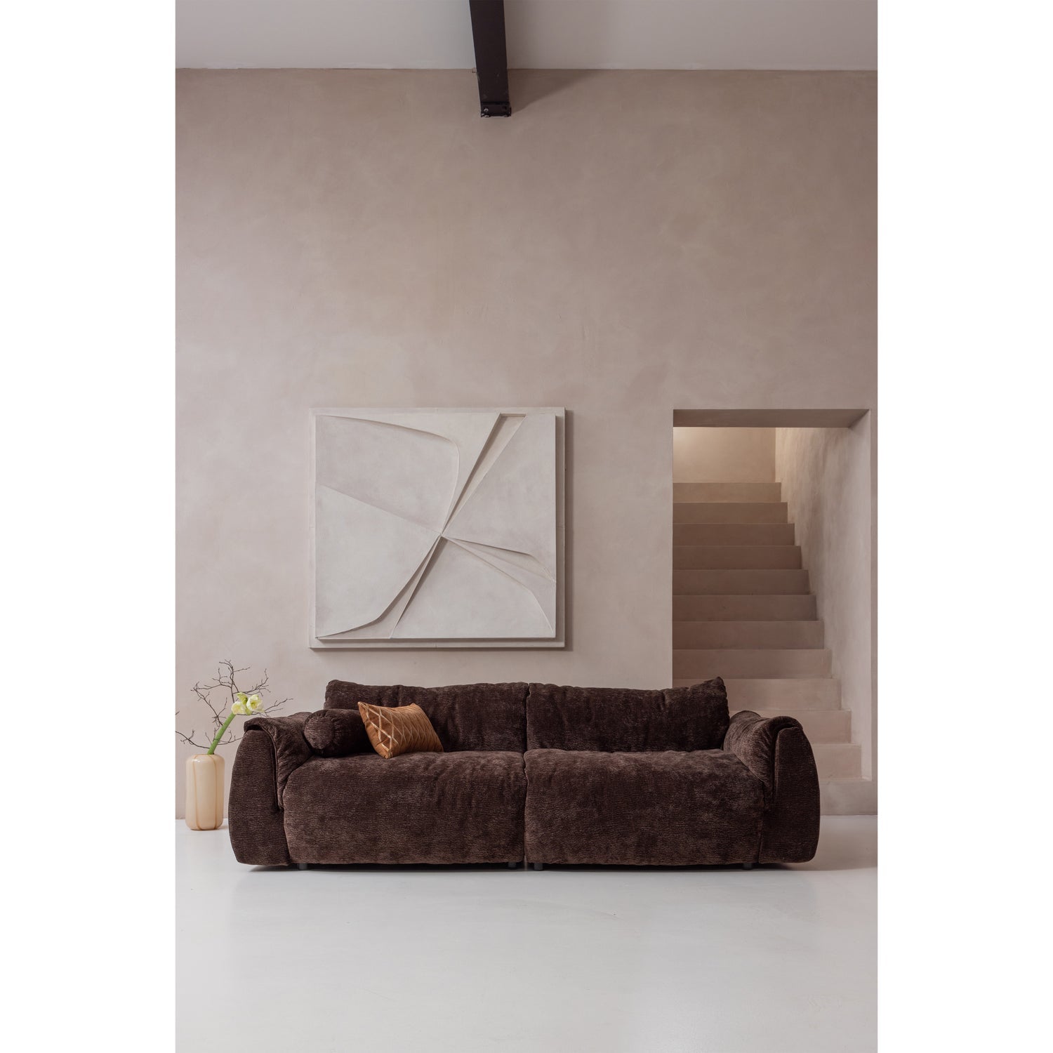 Sofa modułowa BAGGY 3D - element prawostronny ciemnobrązowy