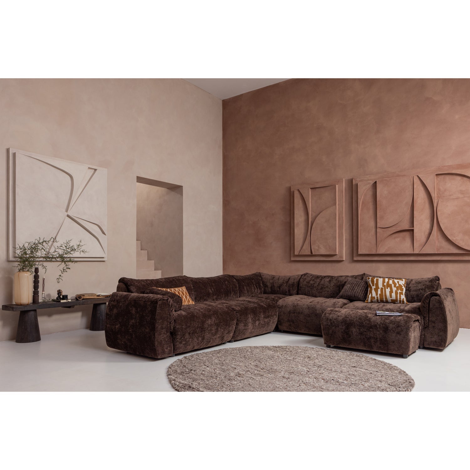 Sofa modułowa BAGGY 3D - element narożny ciemnobrązowy