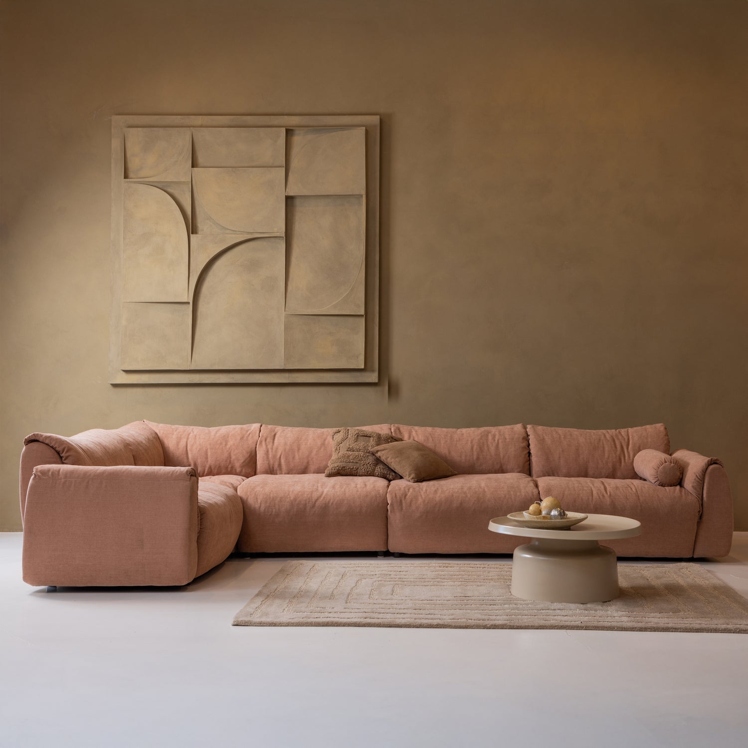Sofa modułowa BAGGY - element narożny różowy