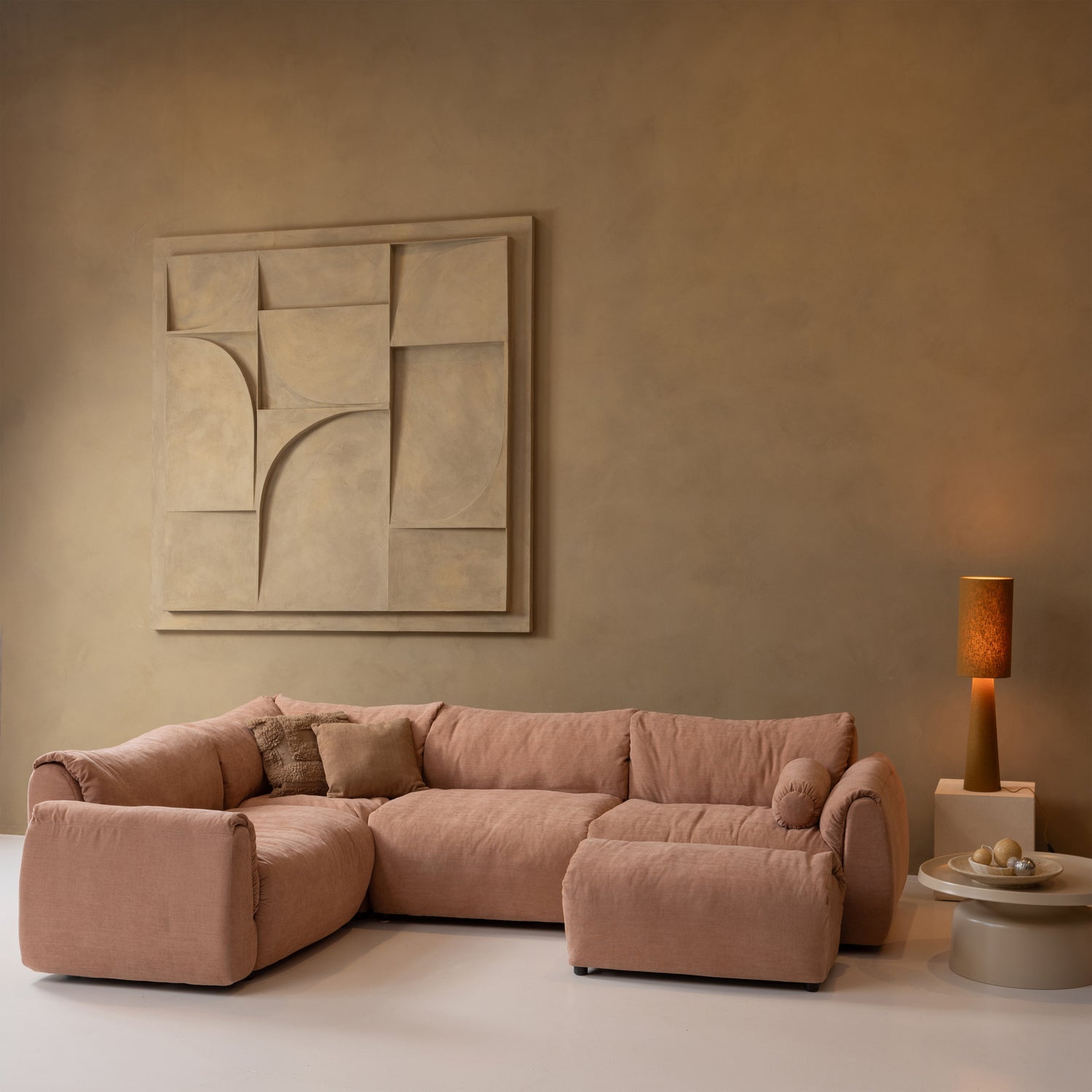 Sofa modułowa BAGGY - element narożny różowy