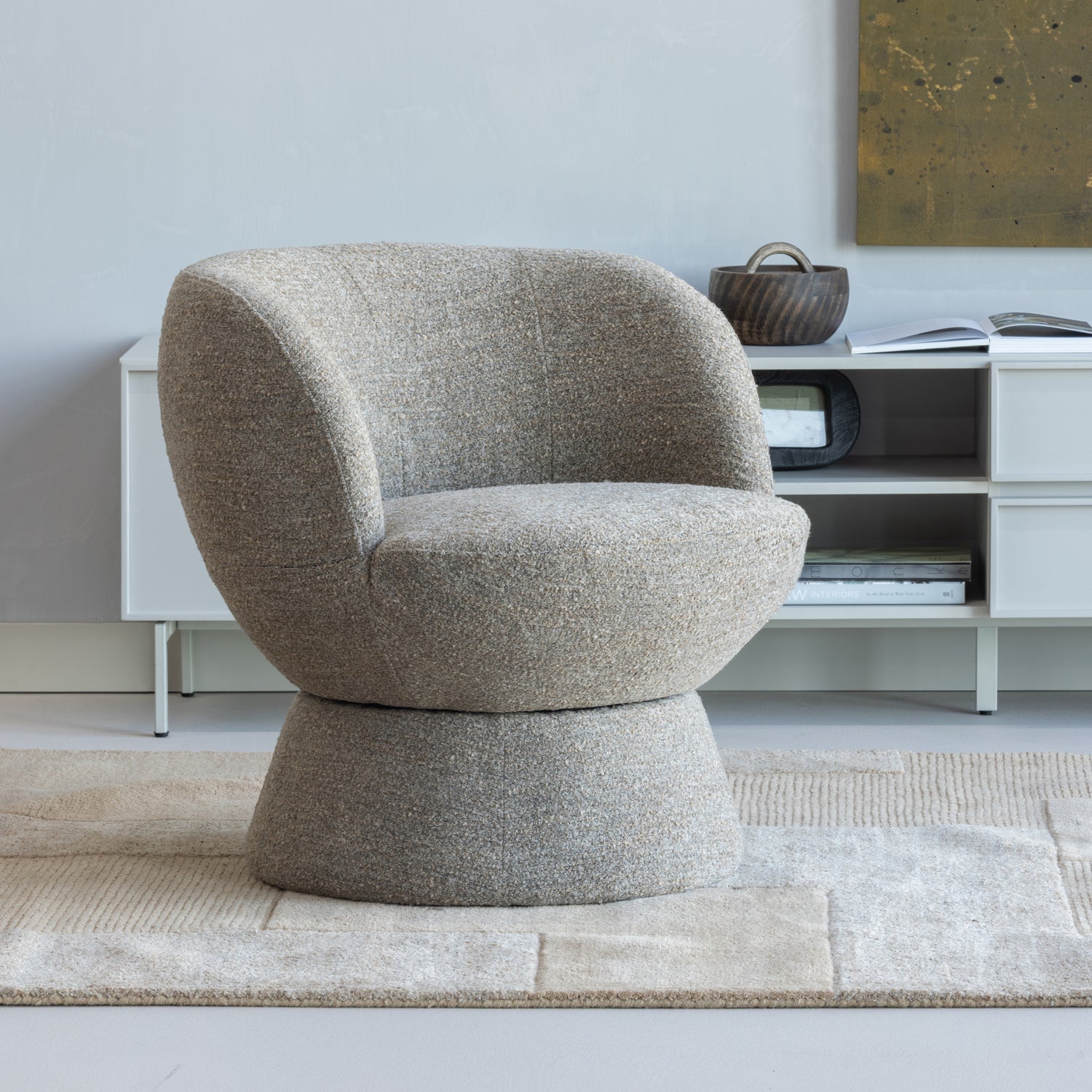 SHUFFLE Brown Mélange Swivel Armchair