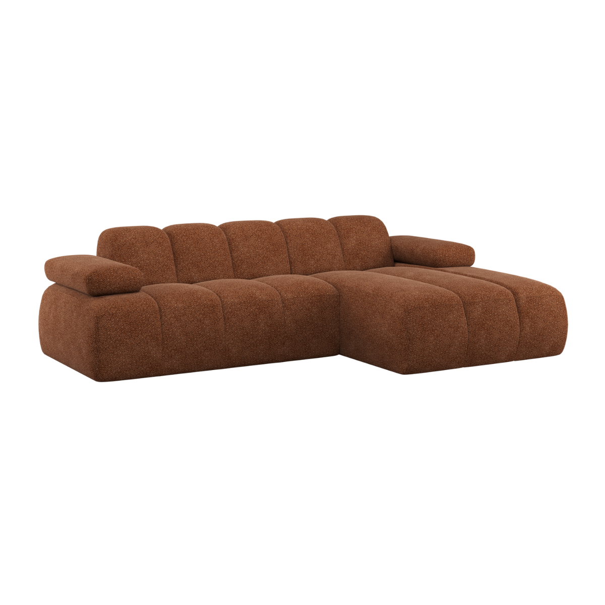Right-facing modular corner sofa MOJO rusty brown lambskin – Woood ...