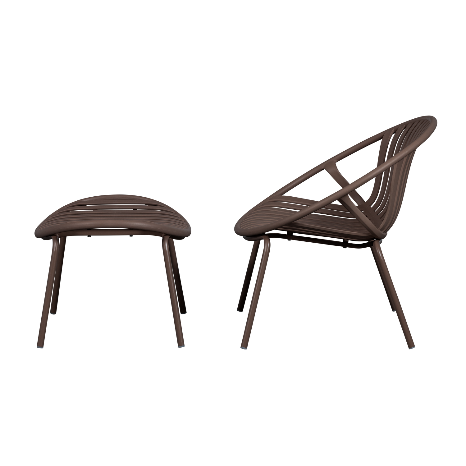 BRUCE Brown Garden Armchair with Footrest