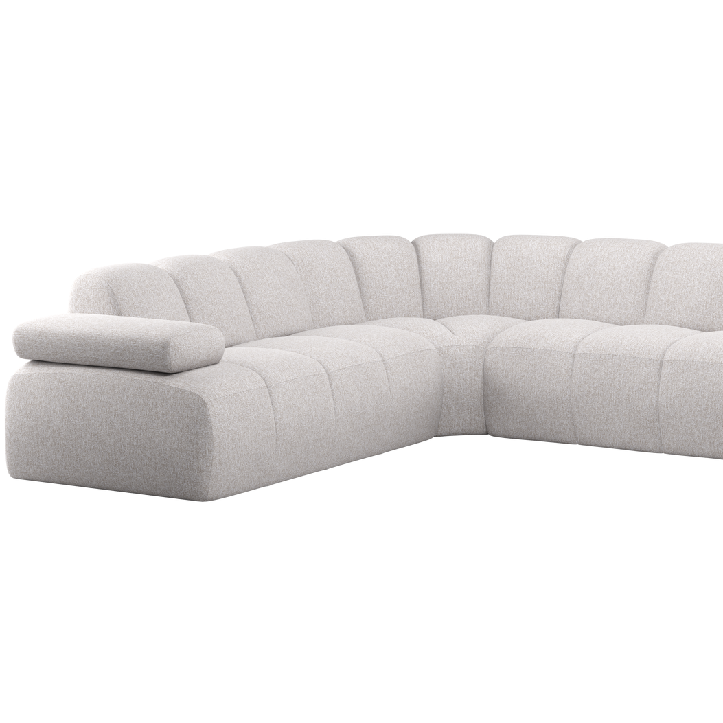 Modularer Ecksofa linksseitig für 6 Personen MOJO ecru Melange Boucle