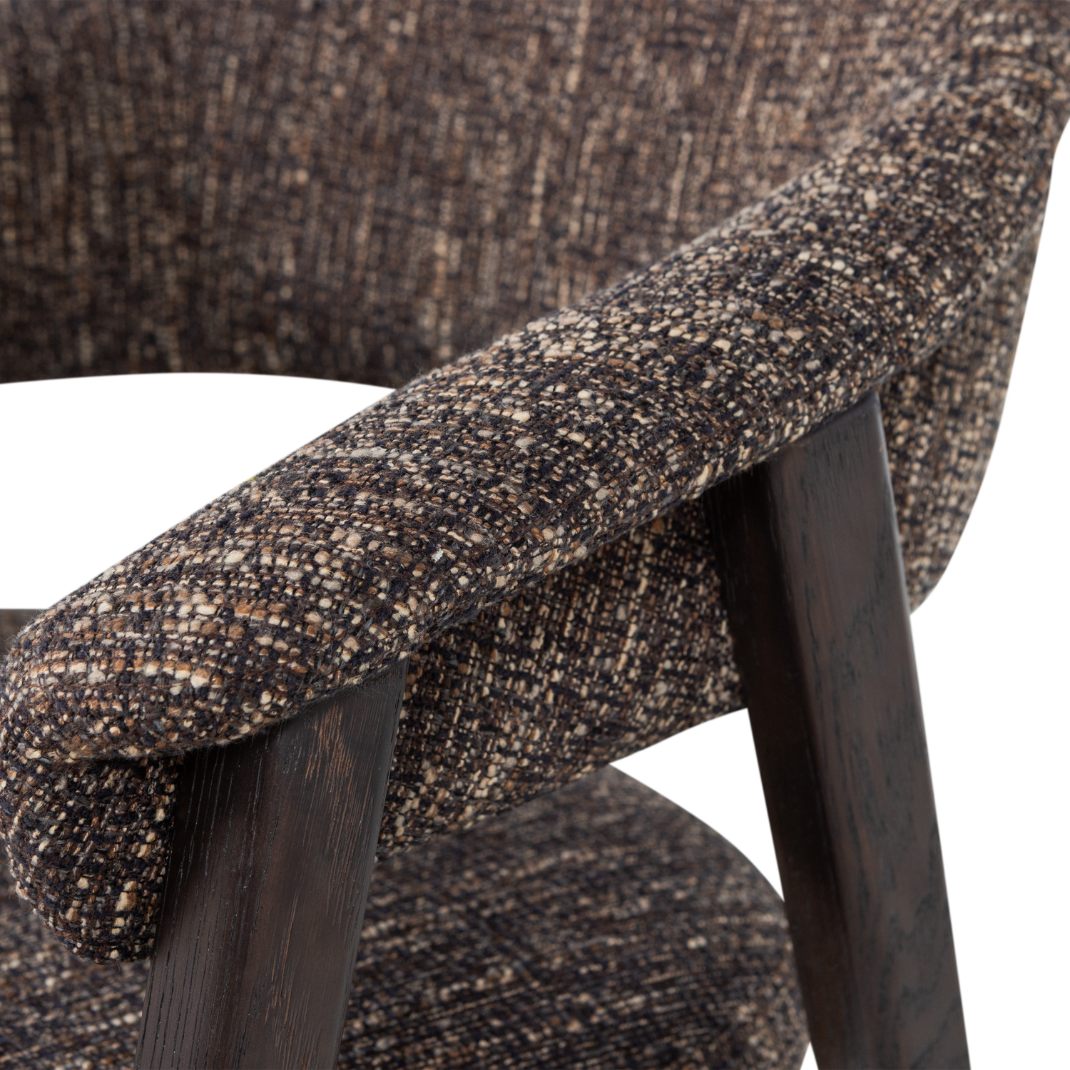 Krzesło z podłokietnikami TUNAR ciemnobrązowy z ciemnobrązową drewnianą podstawą