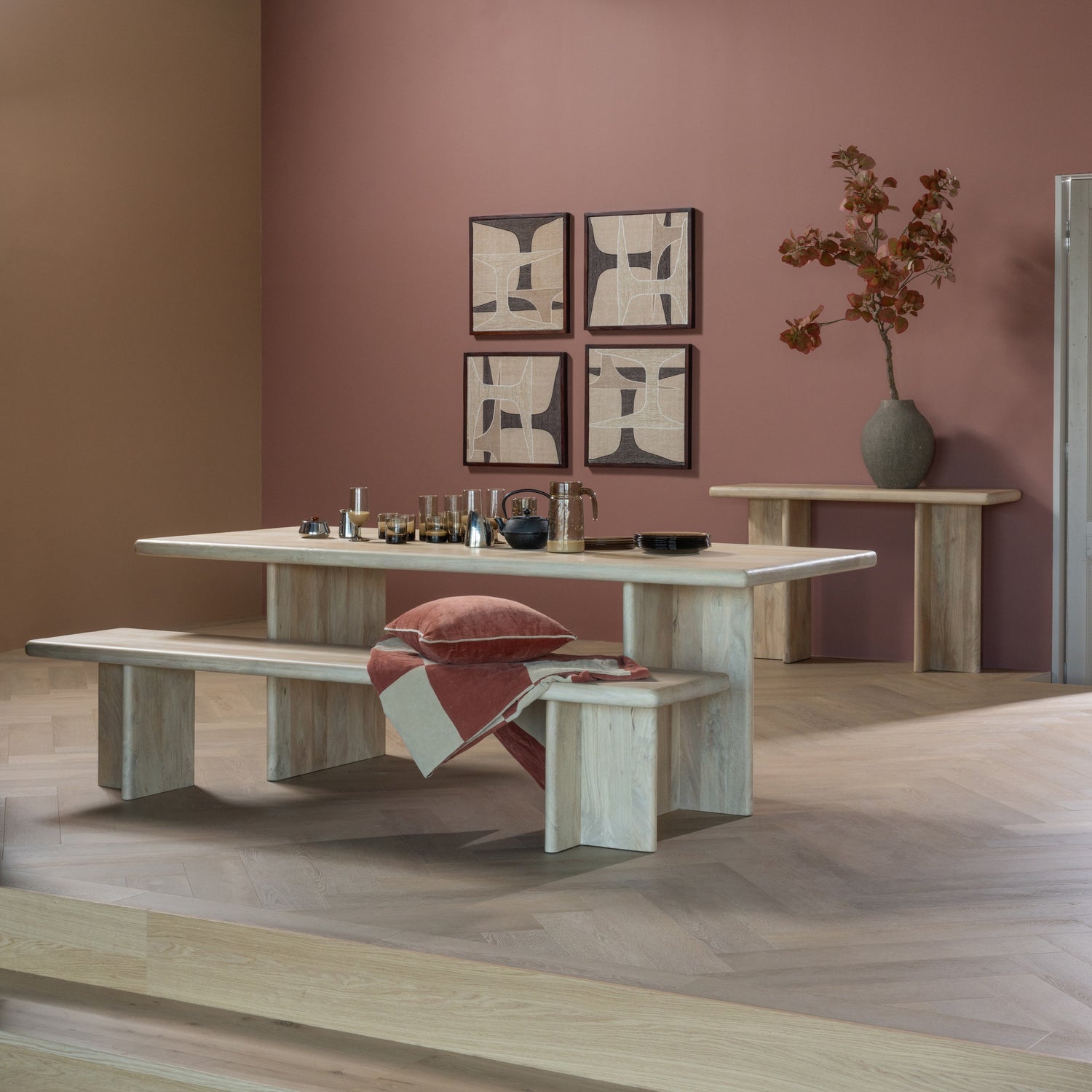 Pled ZENA beige mit rostbraunem Akzent