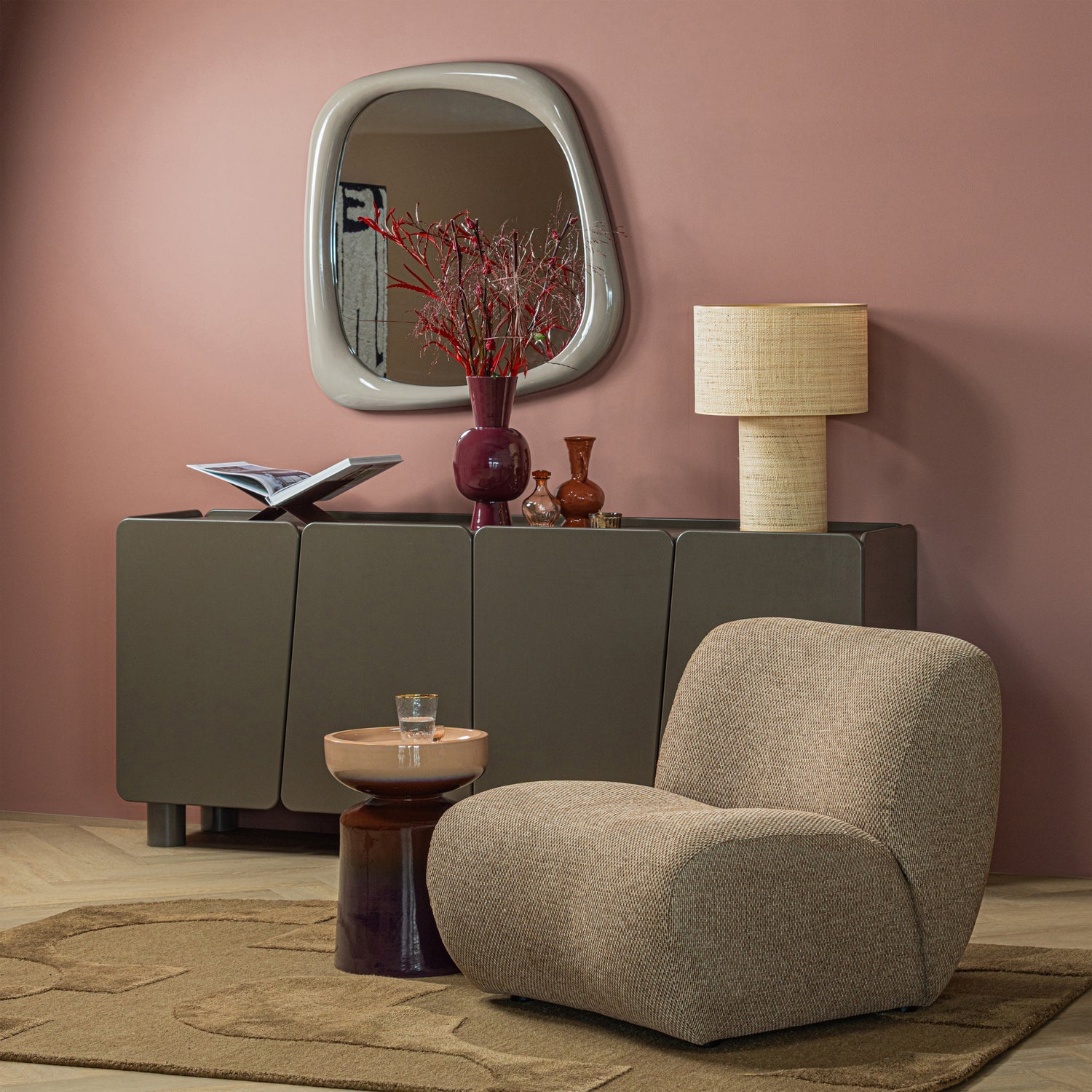 Beistelltisch TUMO dunkelviolett mit beige