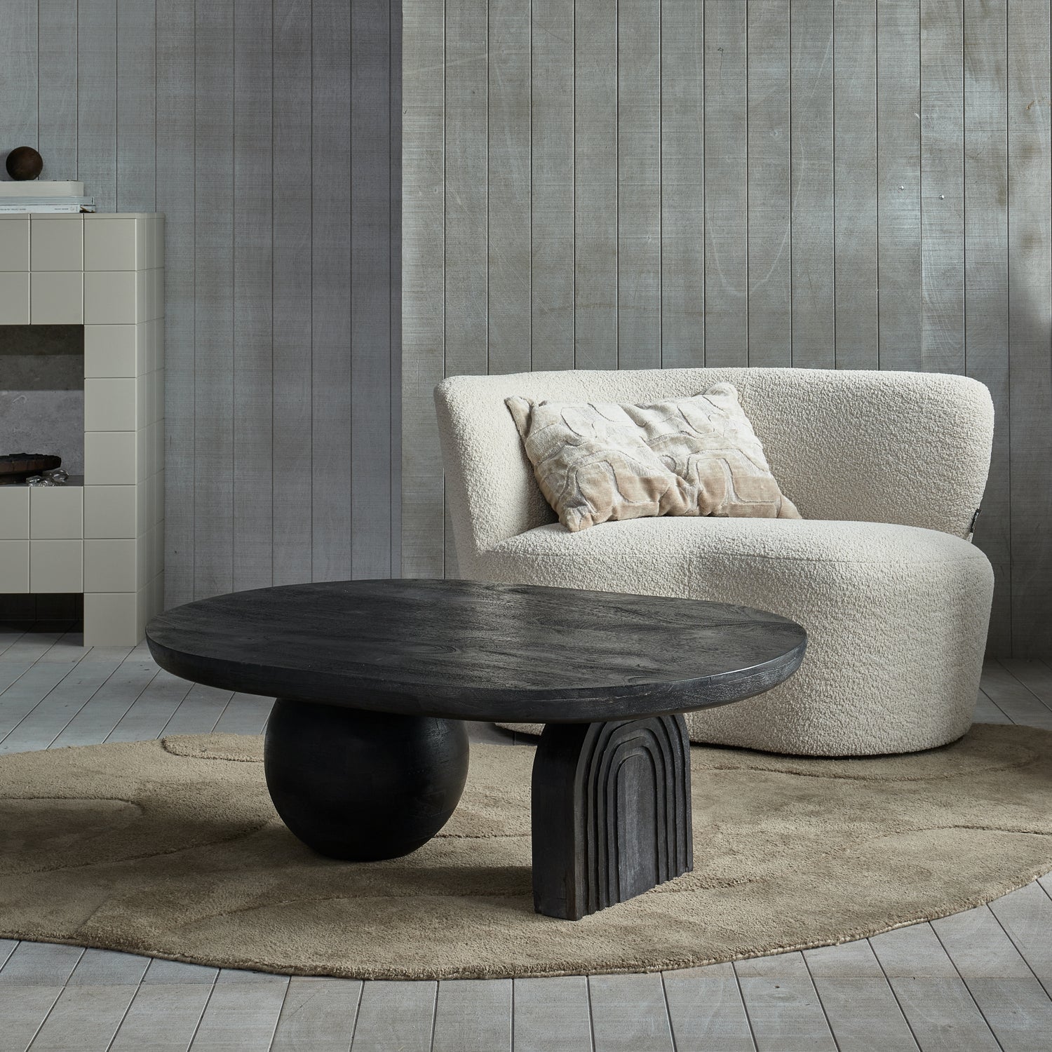 Sofa links STONE creme Boucle