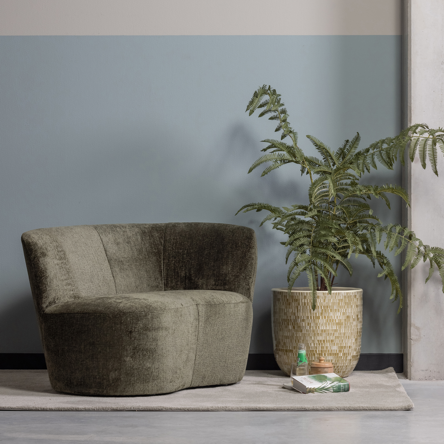 Sofa aus Samt, rechtsseitig, STONE, grün