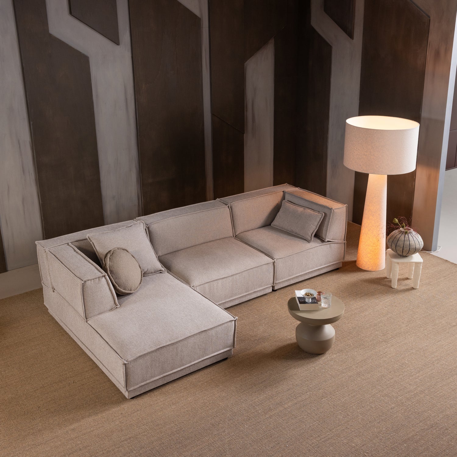 Lampa podłogowa LOFT XXL beżowy boucle