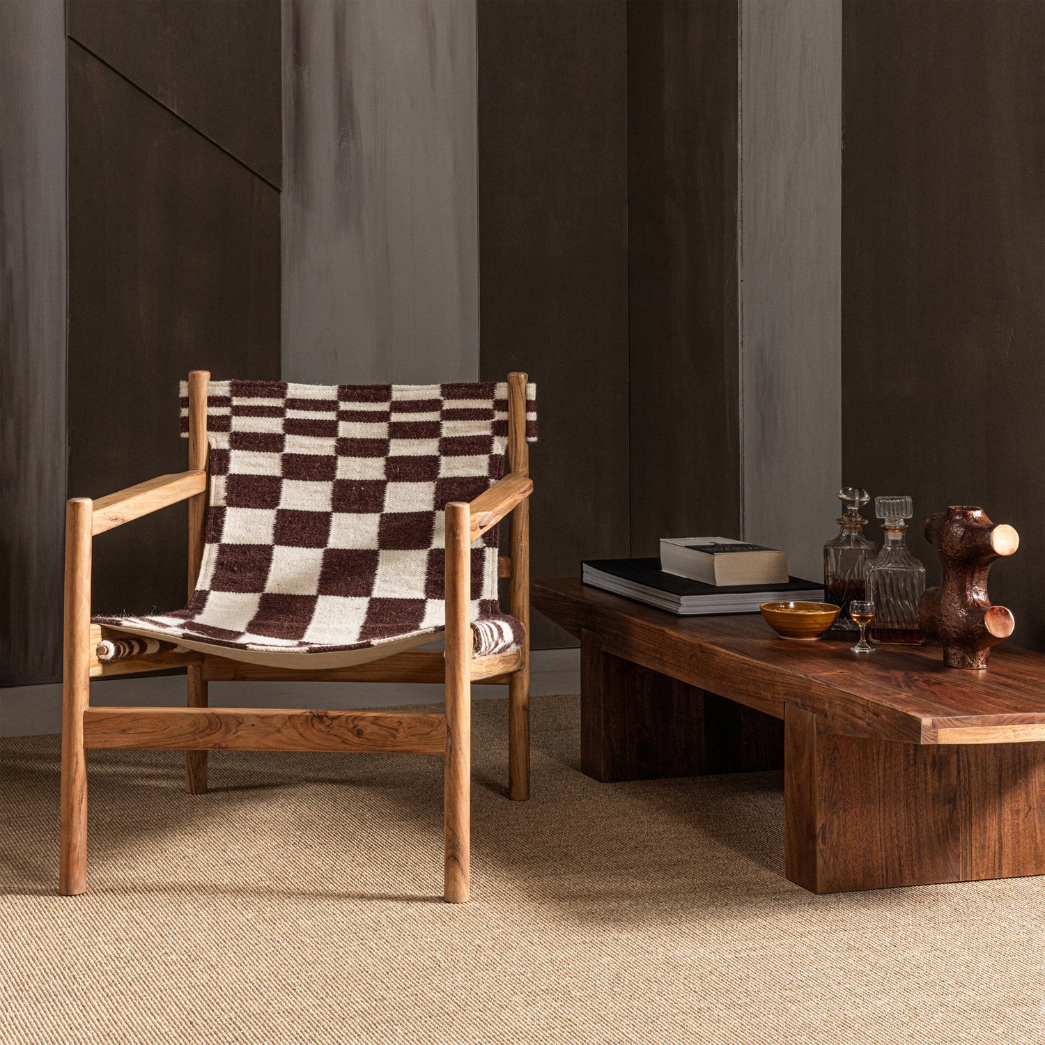 ZANO Armchair in Brown with Beige