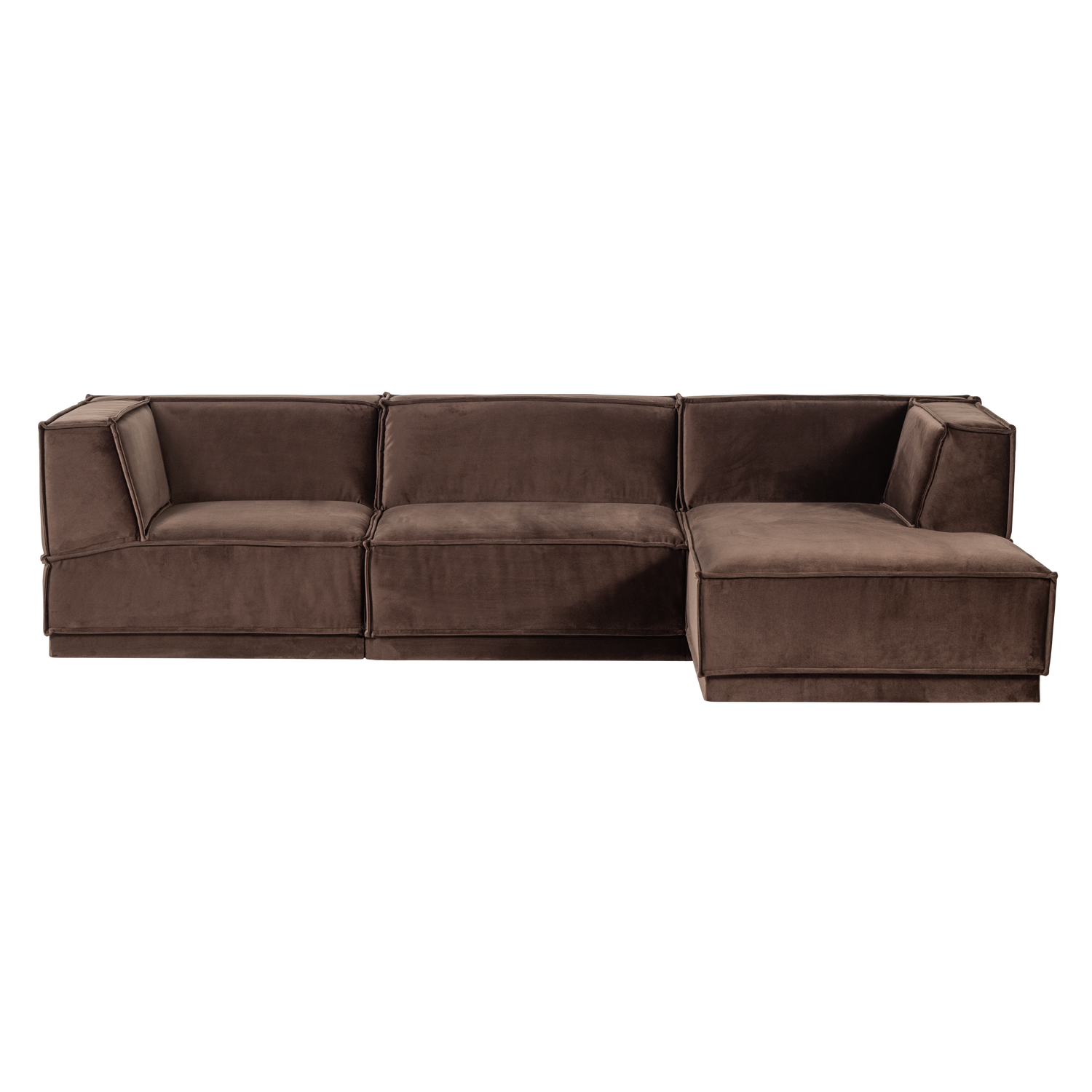 Samt-Ecksofa rechts MANU braun