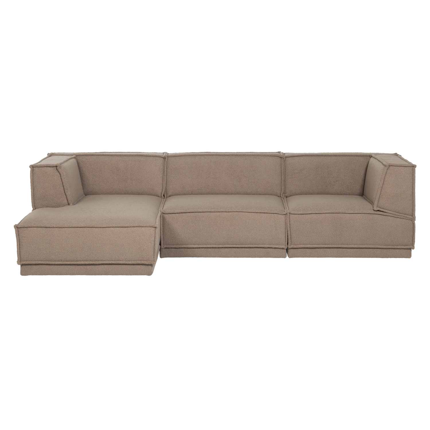 Left-facing Corner Sofa MANU Beige Lambskin