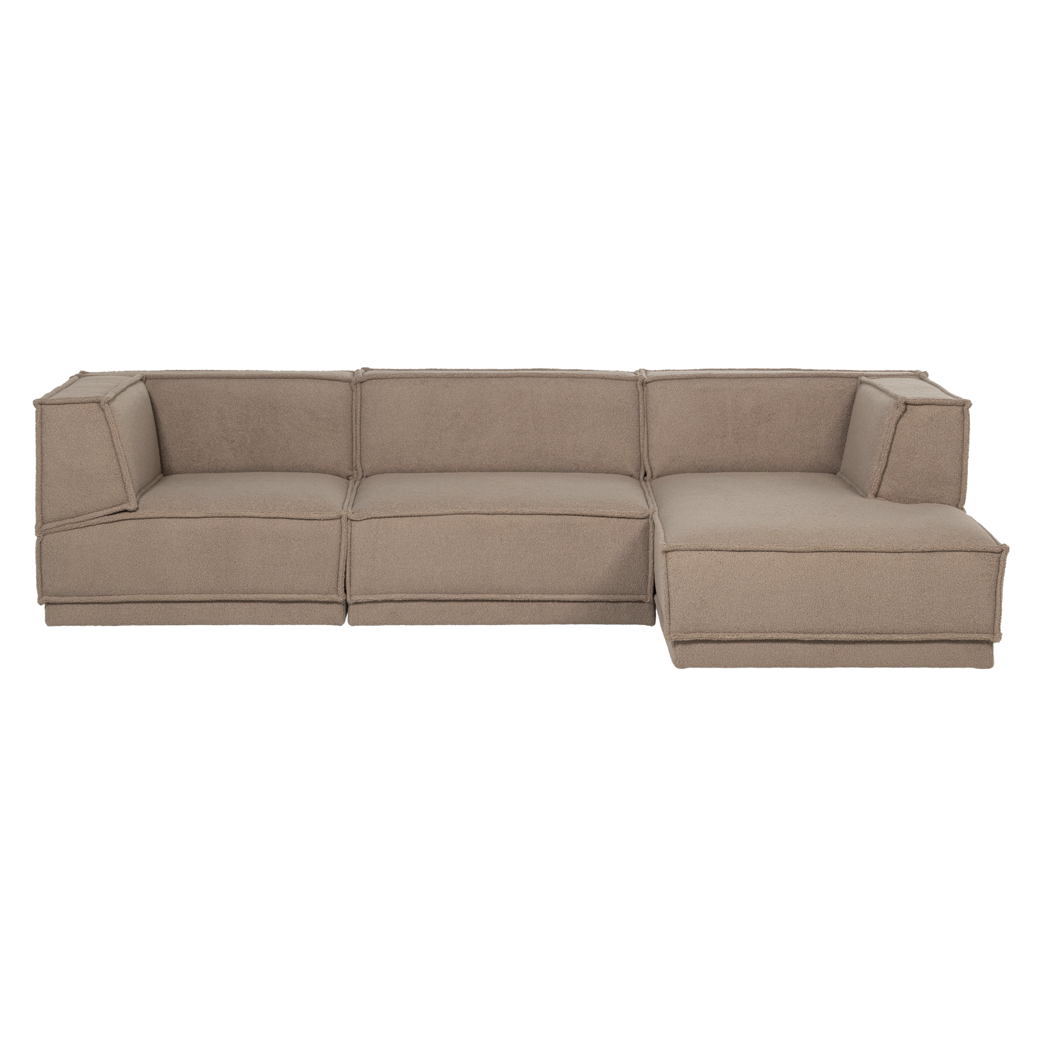 Right-facing Corner Sofa MANU Beige Lambskin