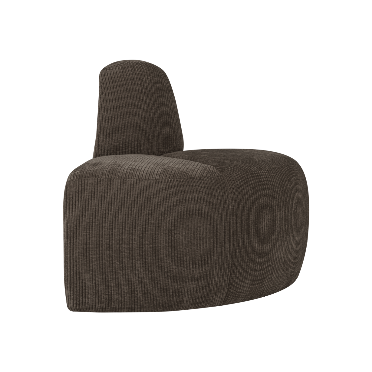 Sofa modułowa MOJO BENCH - element narożny zaokrąglony brązowy sztruks