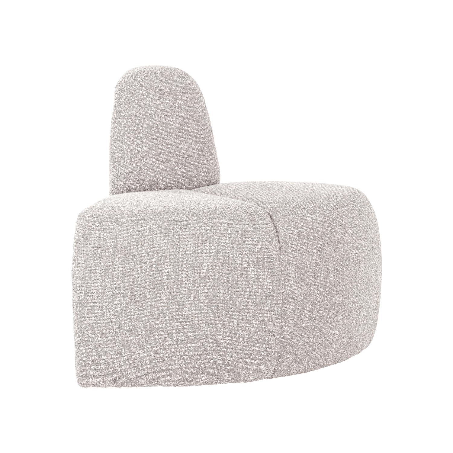Modulares Sofa MOJO BENCH - abgerundetes Eckelement in Ecru Bouclé