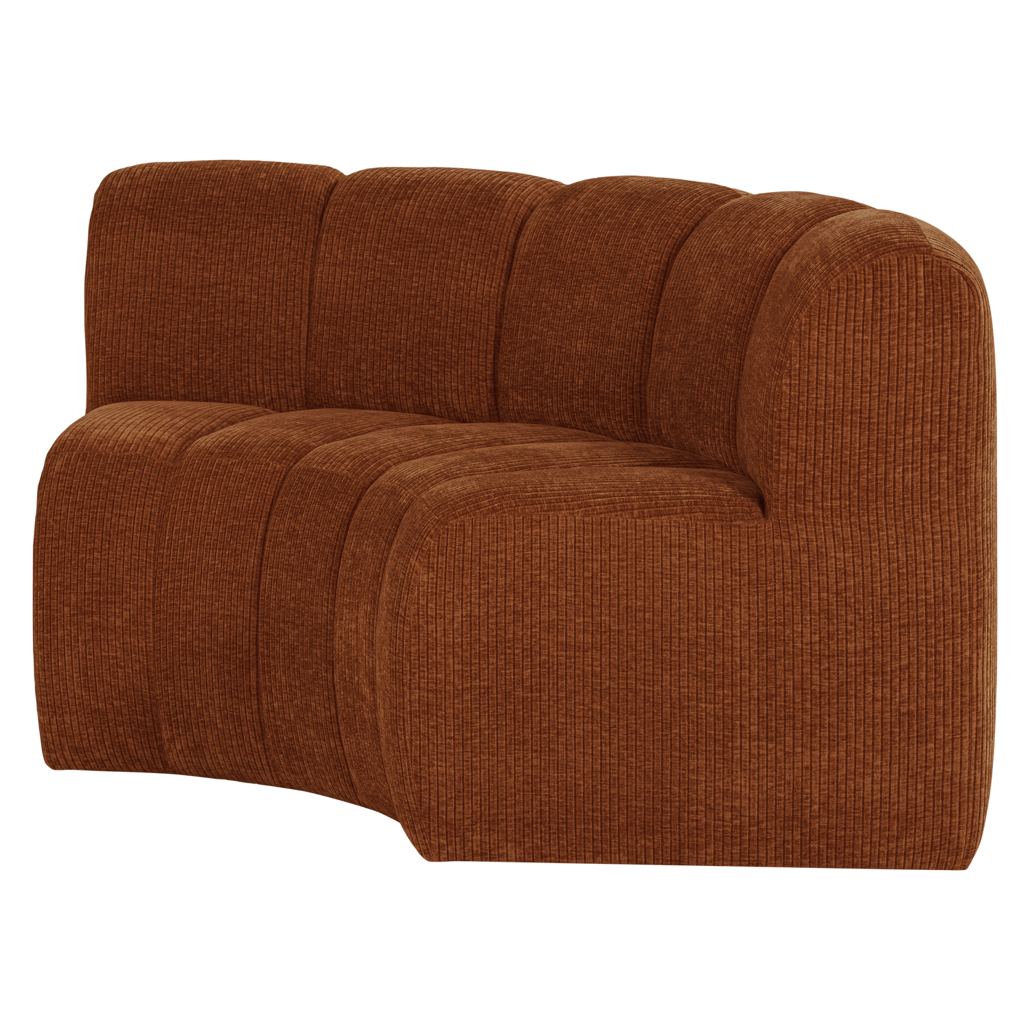 MOJO Modular Sofa - Curved Corner Element in Brick Brown Corduroy