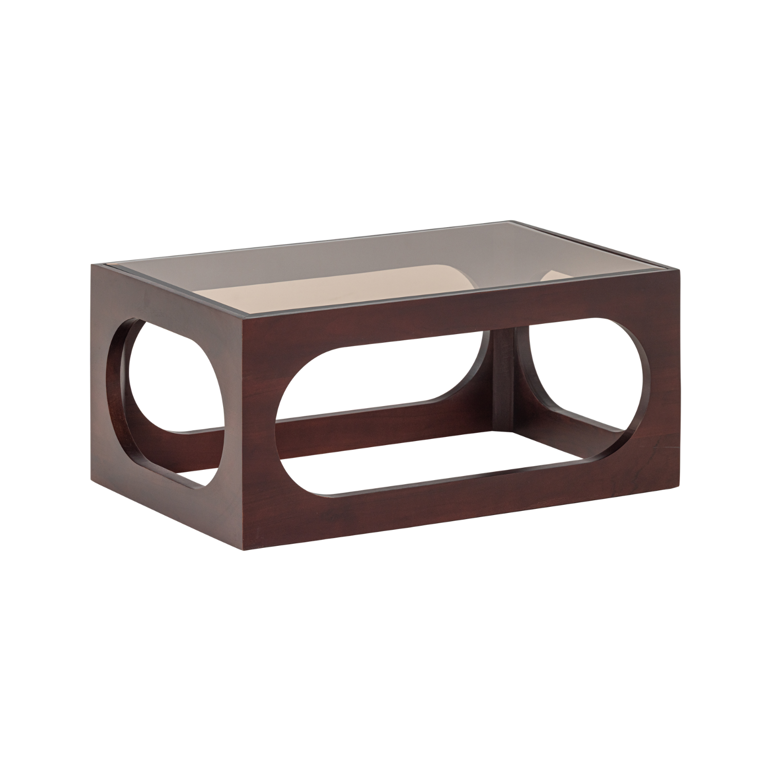 TRAX Brown Coffee Table with Glass Top