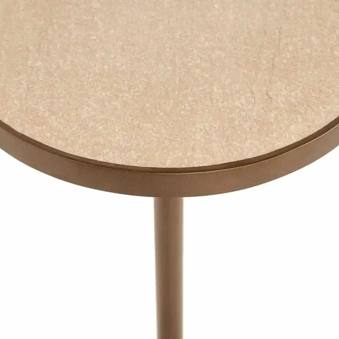Beistelltisch SELLY beige mit braunem Fuß