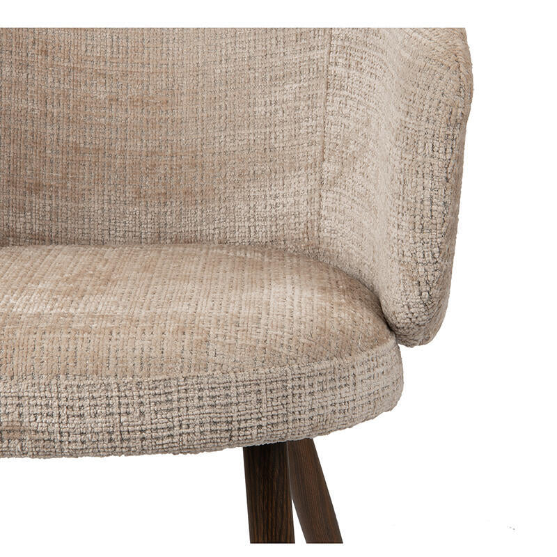 Stuhl LUNA creme-beige mit dunklem Holzgestell