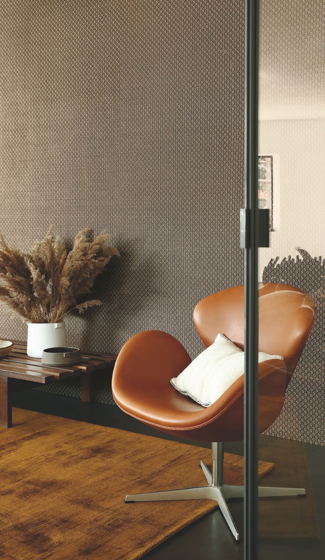 Structural Woven Wallpaper TRENZA - NOIR Black with Gold