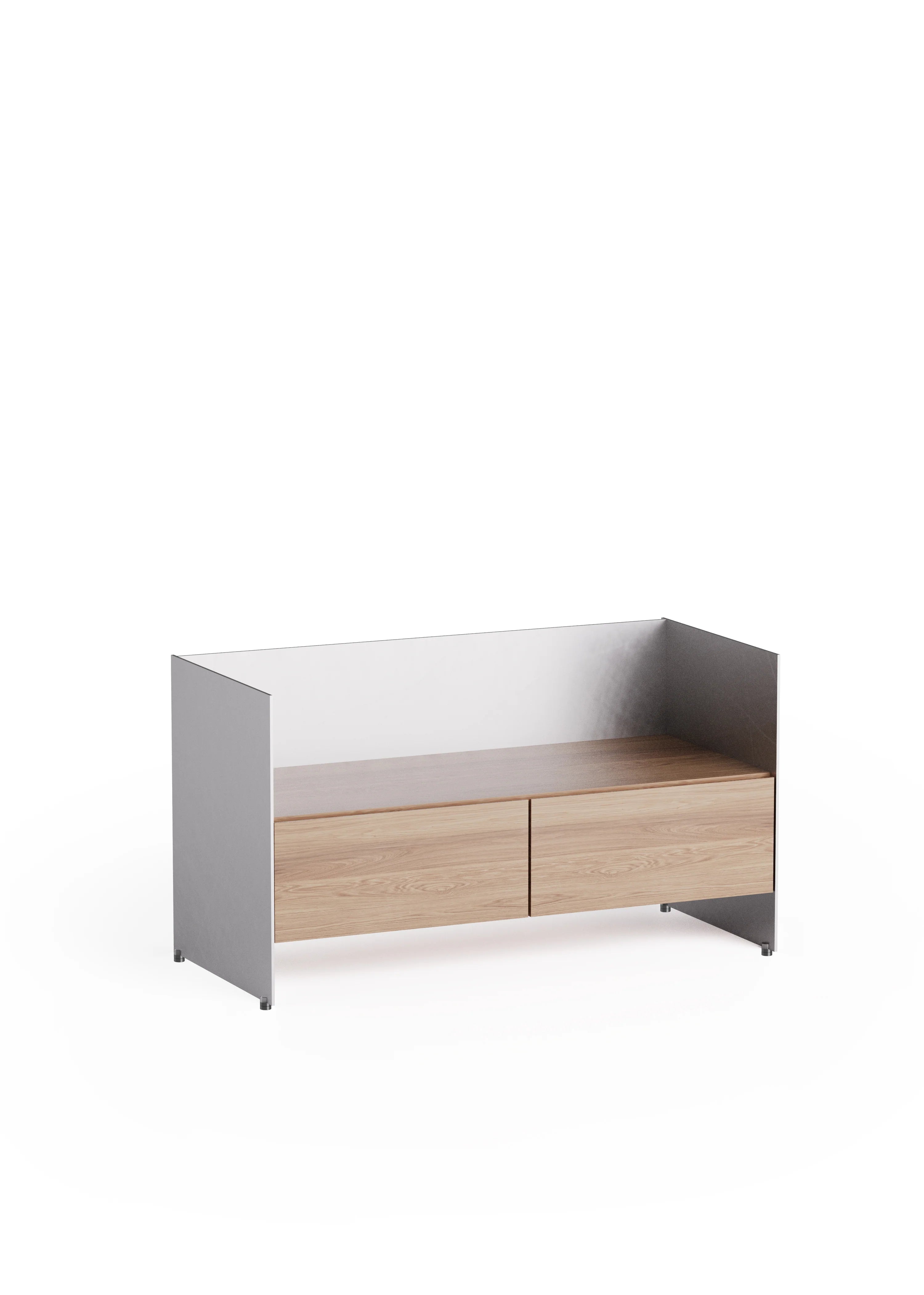 Schrank ALOOX 90 aus Eichenholz mit Aluminiumoberfläche