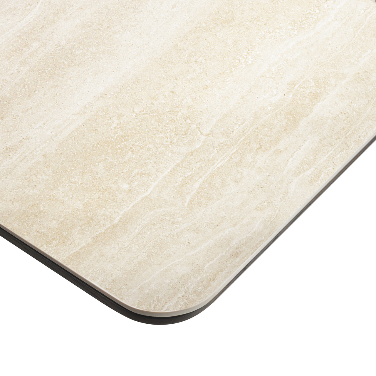 Stół barowy kwadratowy RITZ brązowy fornir dębowy z beżowym ceramicznym blatem