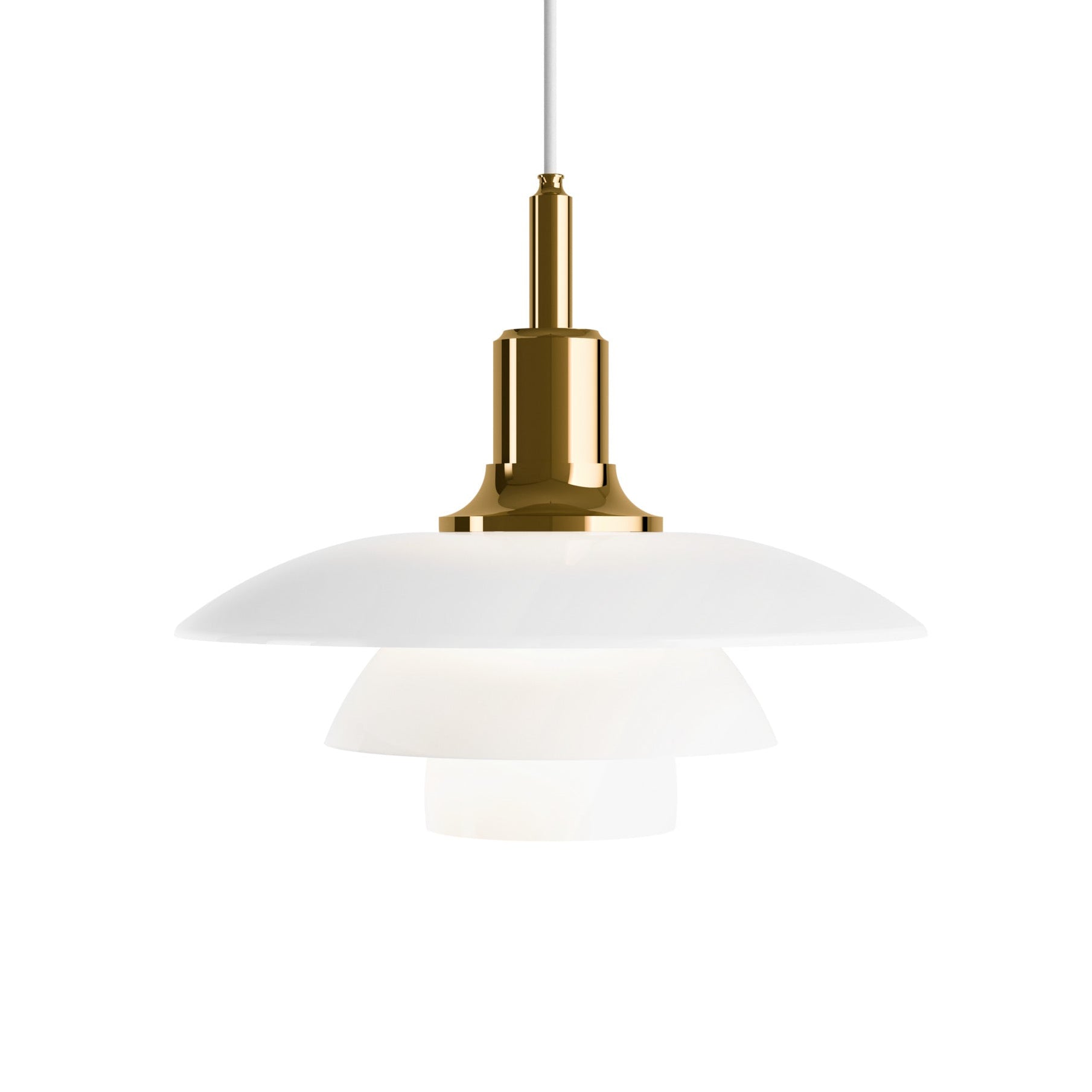PH 3½-3 White Pendant Lamp with Brass Finish