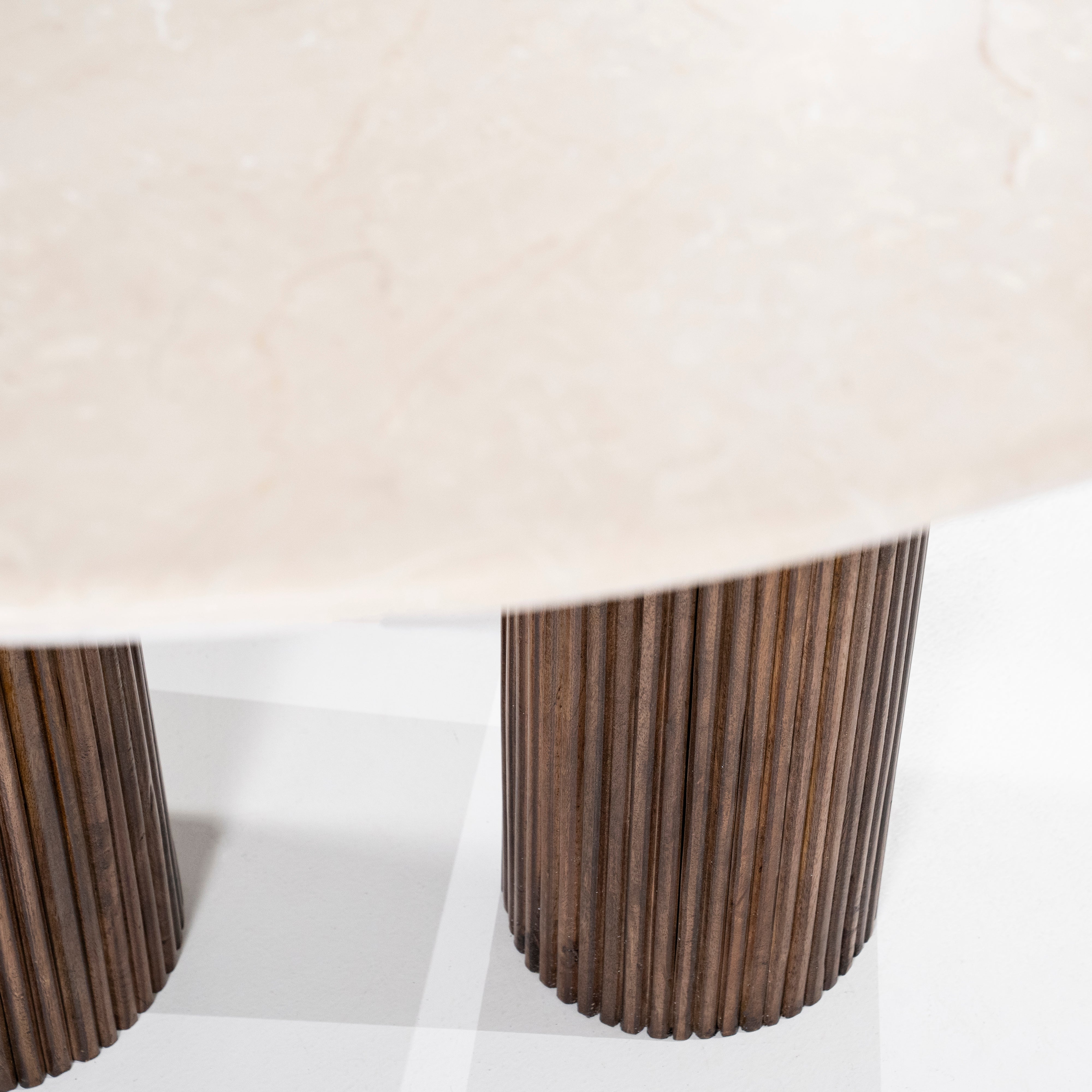 Round table XAVI mango wood with marble top