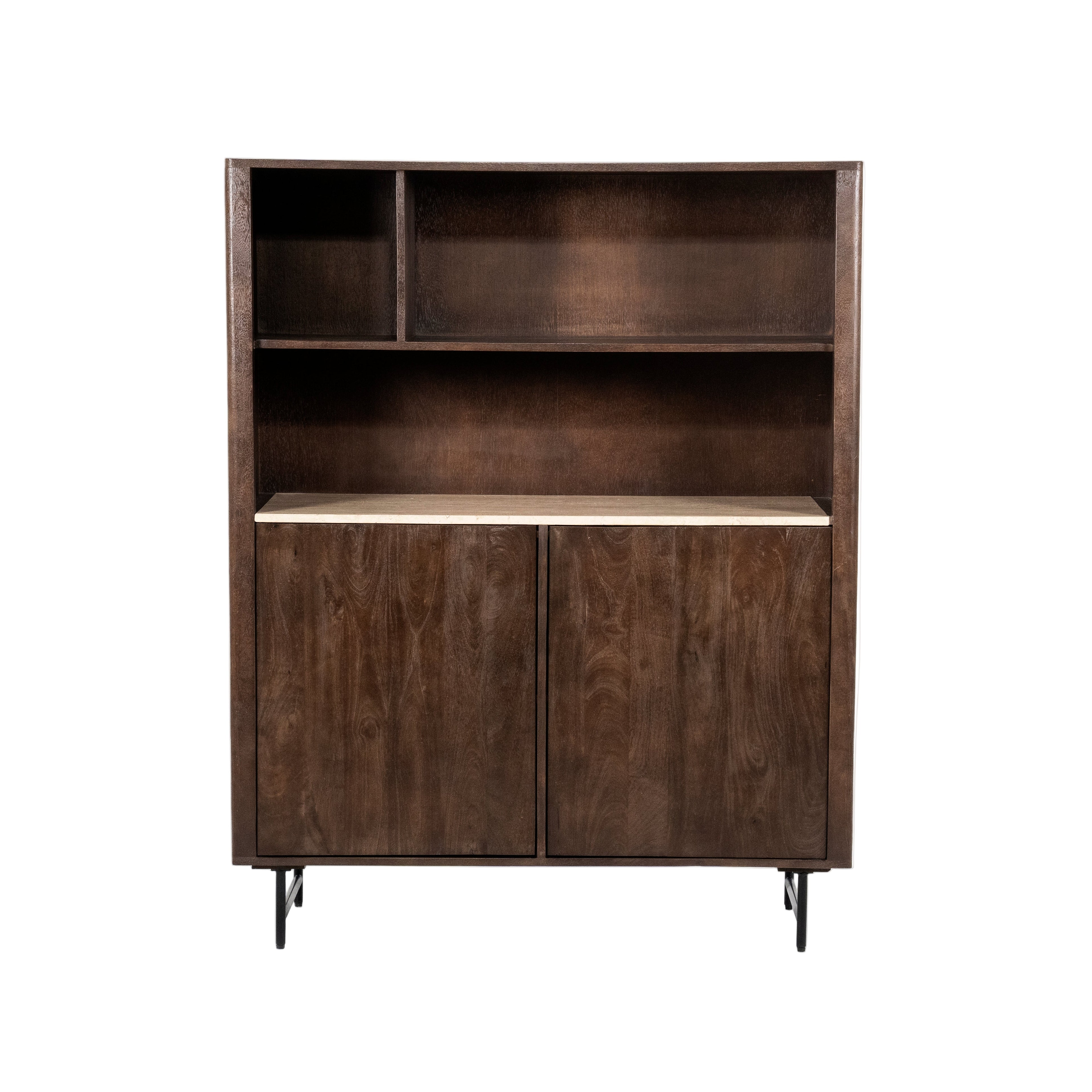 LIO Shelf brown mango wood with travertine