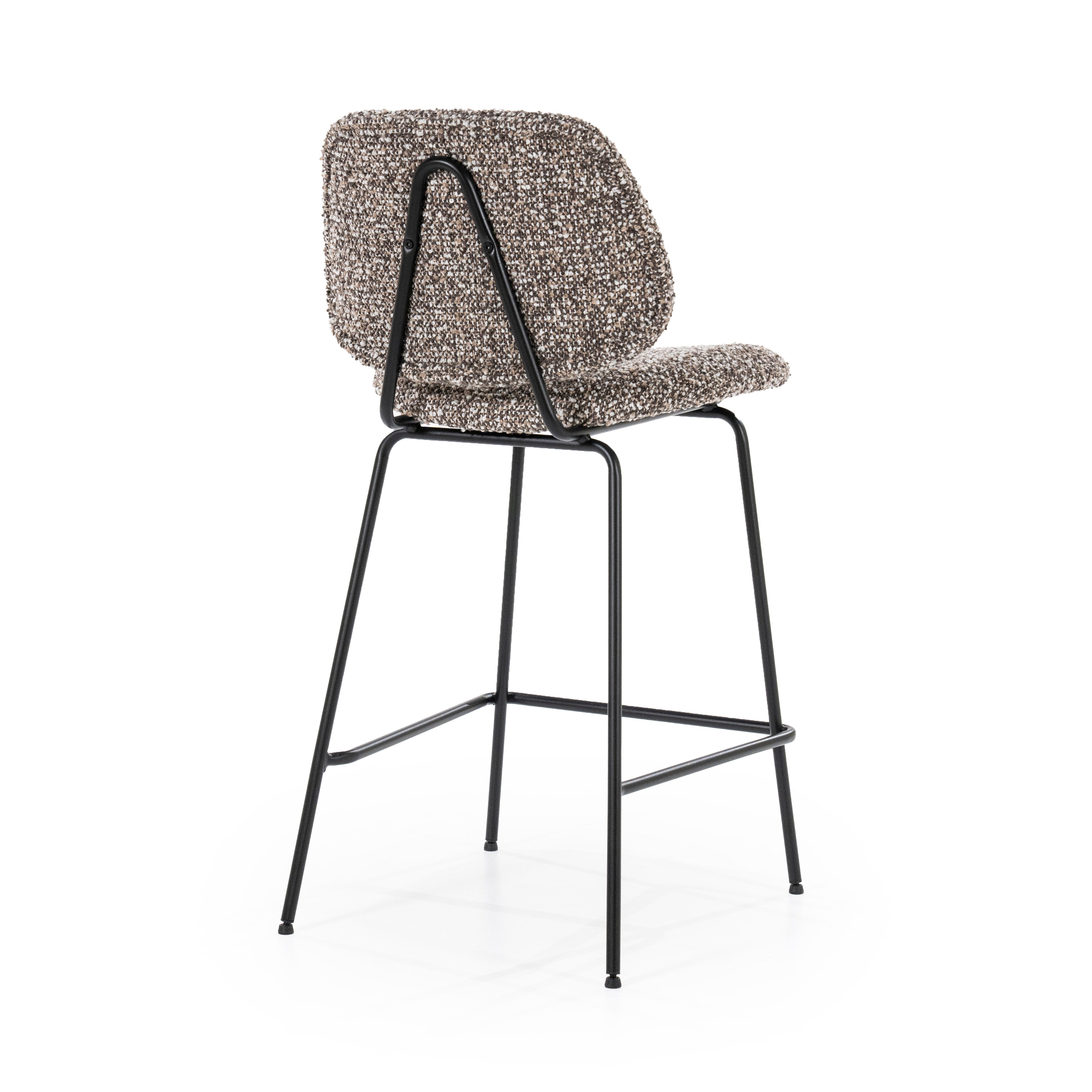 JON Gray Melange Stool with Black Base