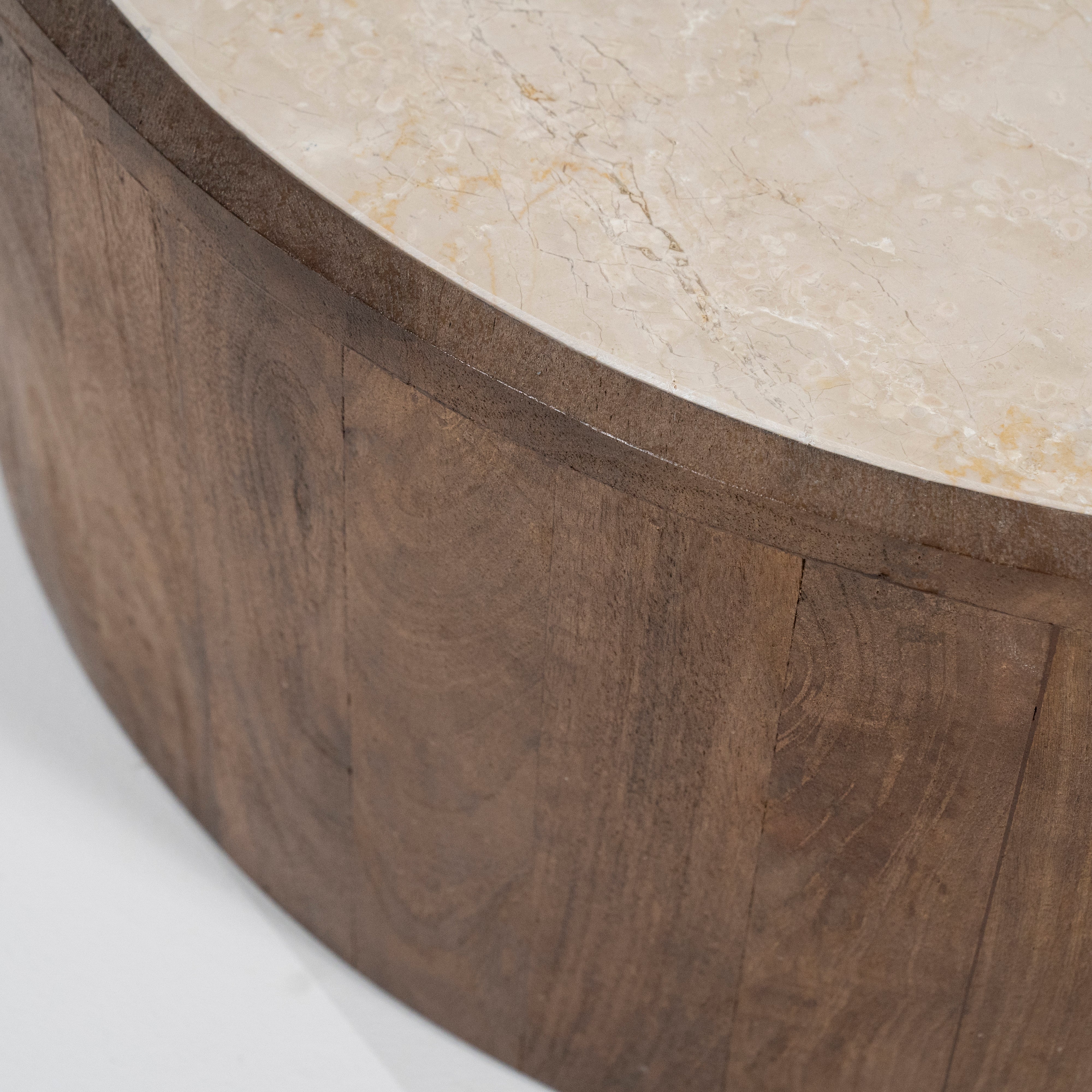 Zestaw stolików HAZEL ciemnobrązowe drewno mango z marmurowym blatem